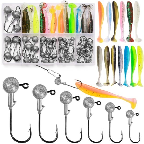 Cabezas de jig con vinilos para rockfishing 1–10 g (58 piezas)