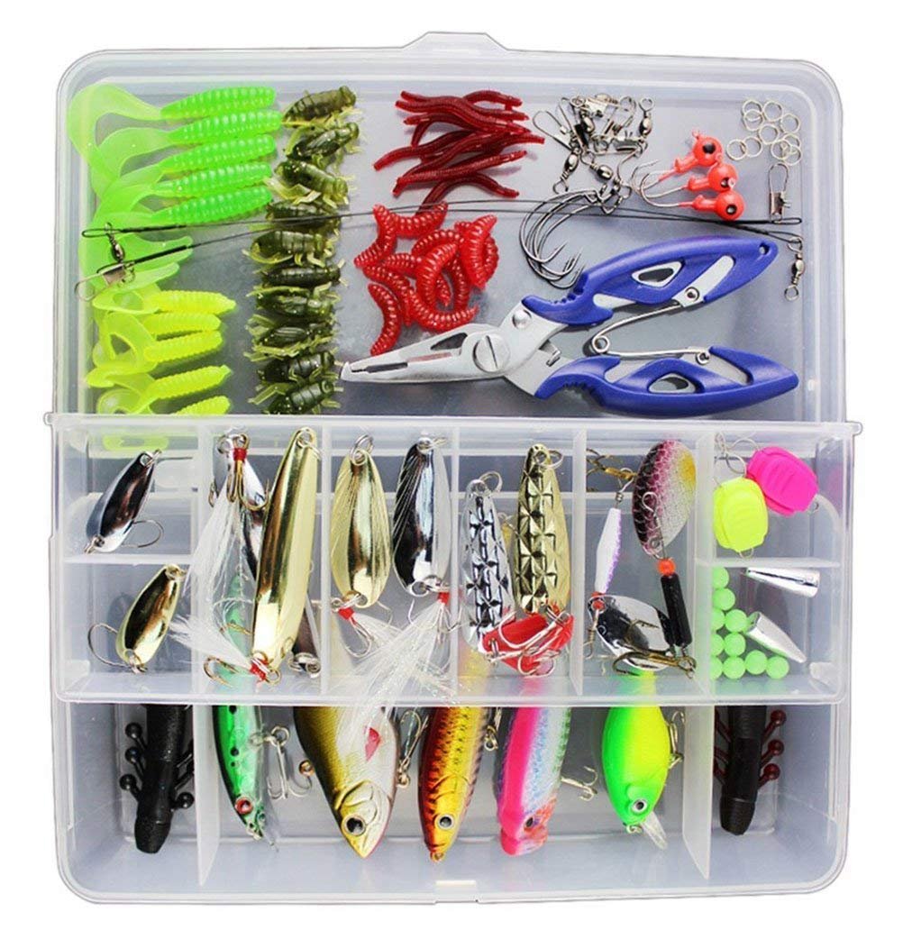 Kit de 120 señuelos con caja de pesca