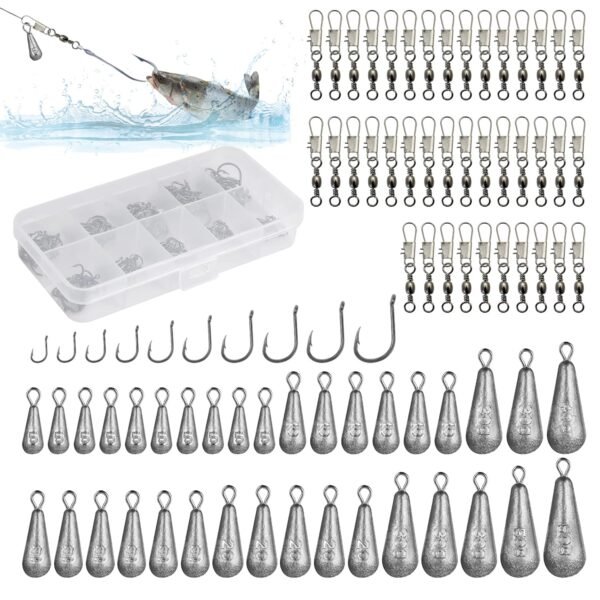 Kit de surfcasting: plomos, anzuelos y emerillones (125 piezas)