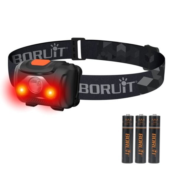 Linterna frontal con luz roja y blanca para pesca nocturna