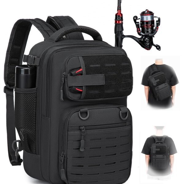 Mochila de pesca 2 en 1 con soporte para caña (25 L)