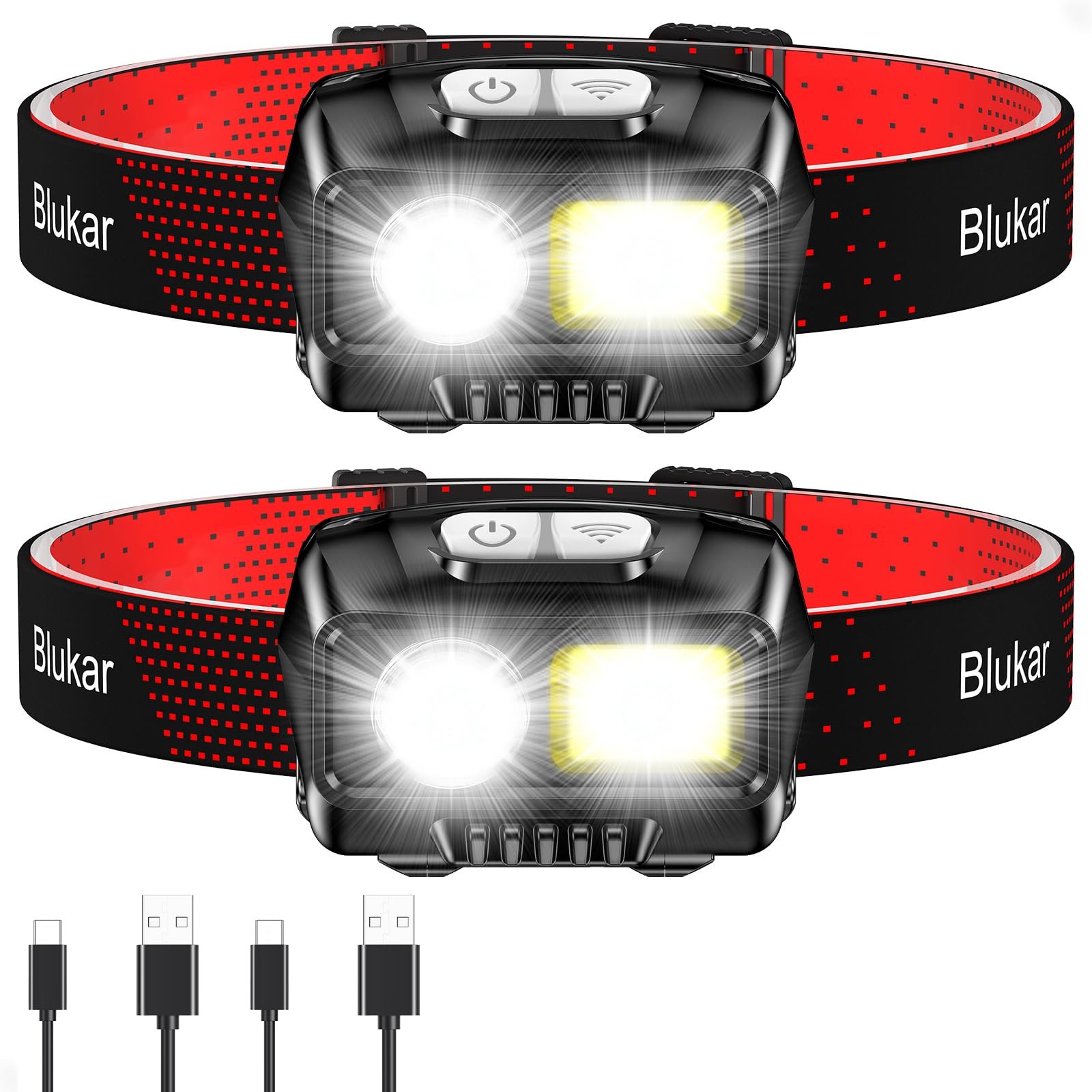 Pack de 2 linternas frontales LED recargables