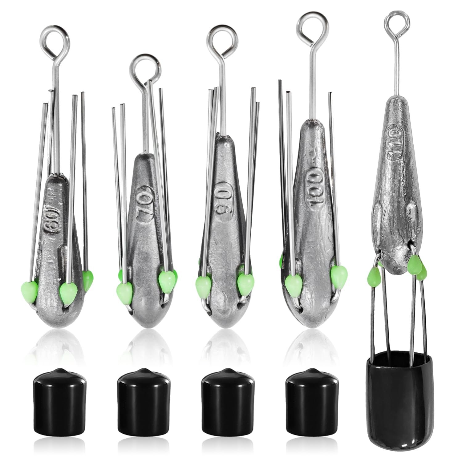 Plomos de surfcasting con 4 patas 58–110 g (5 juegos)