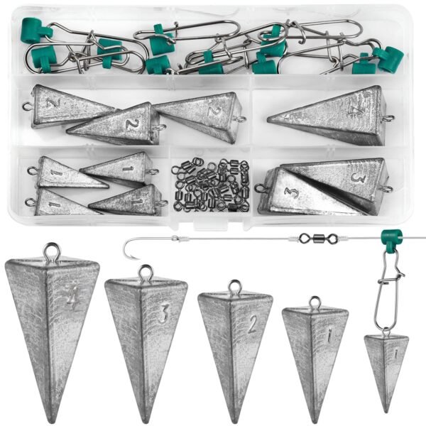 Plomos piramidales 28–113 g con deslizadores (10 piezas)